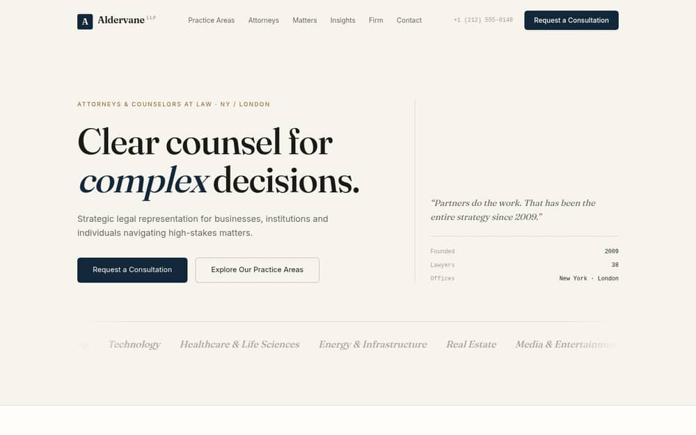 Aldervane — section 1 of the live template