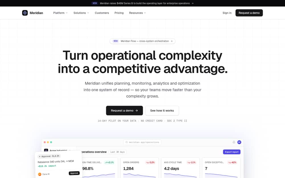 Meridian — section 1 of the live template