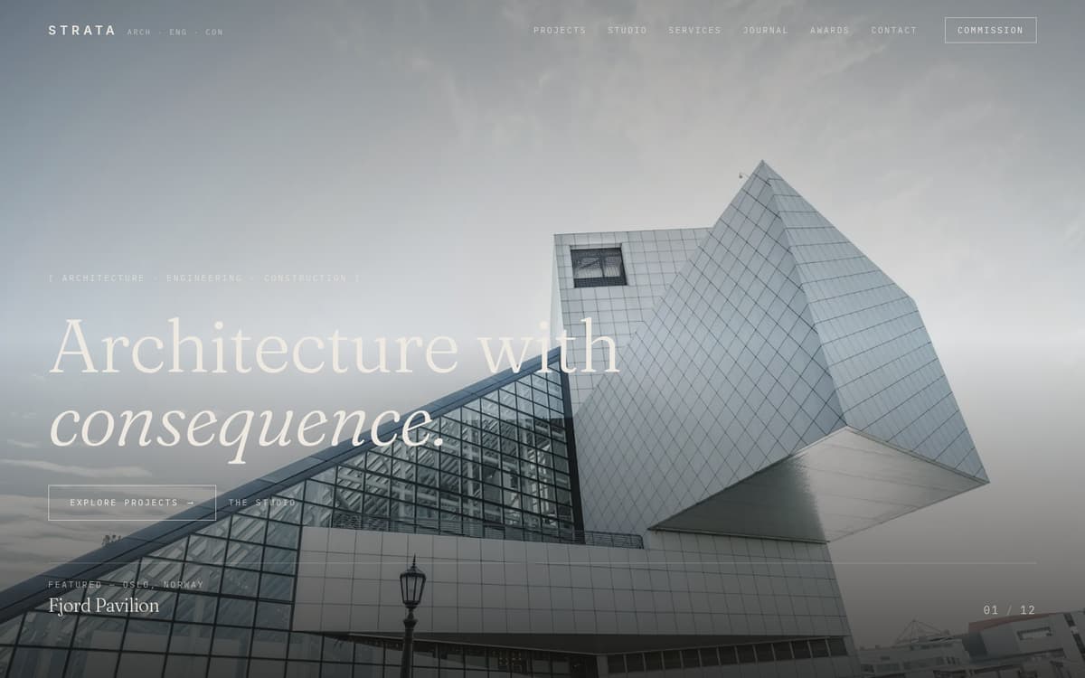 STRATA — Architecture / Engineering website template, live preview