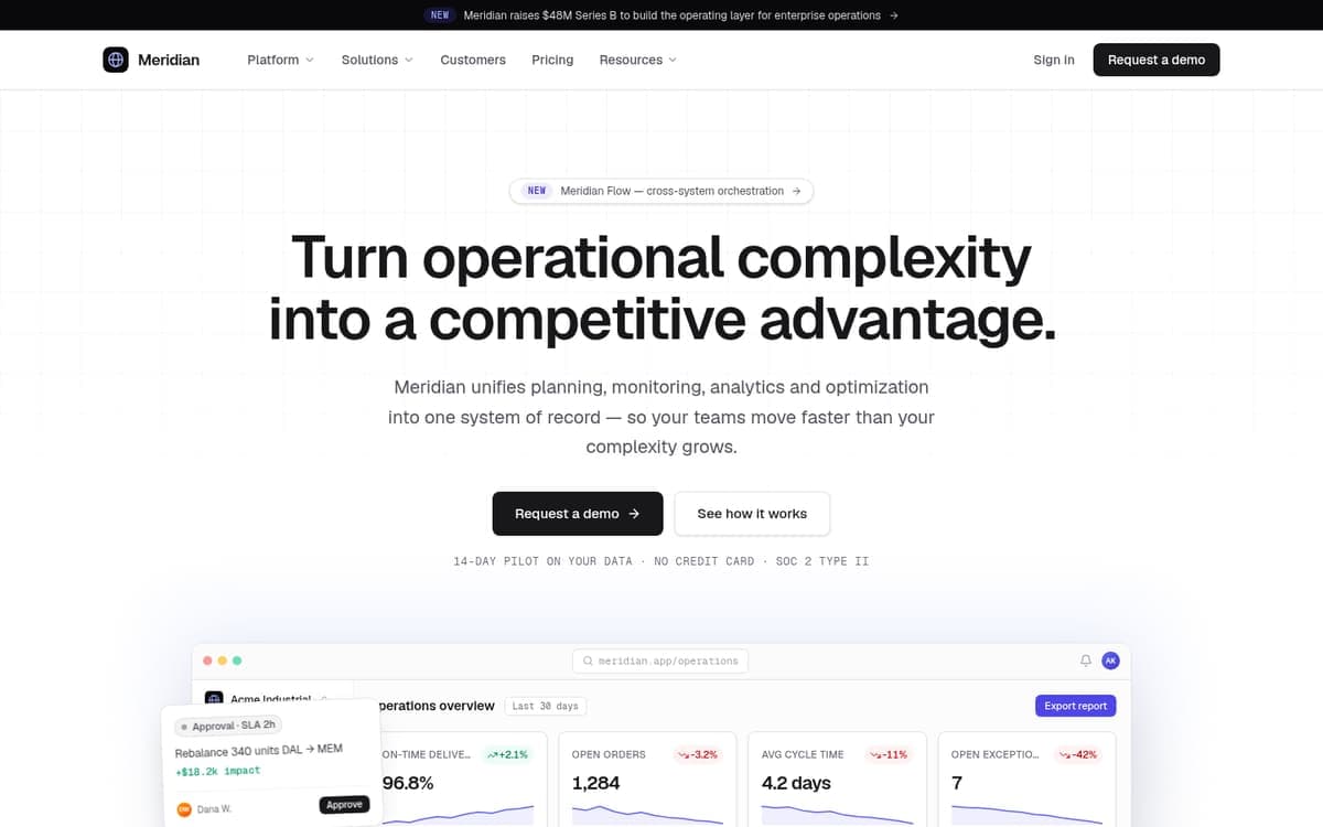 Meridian template — live preview screenshot